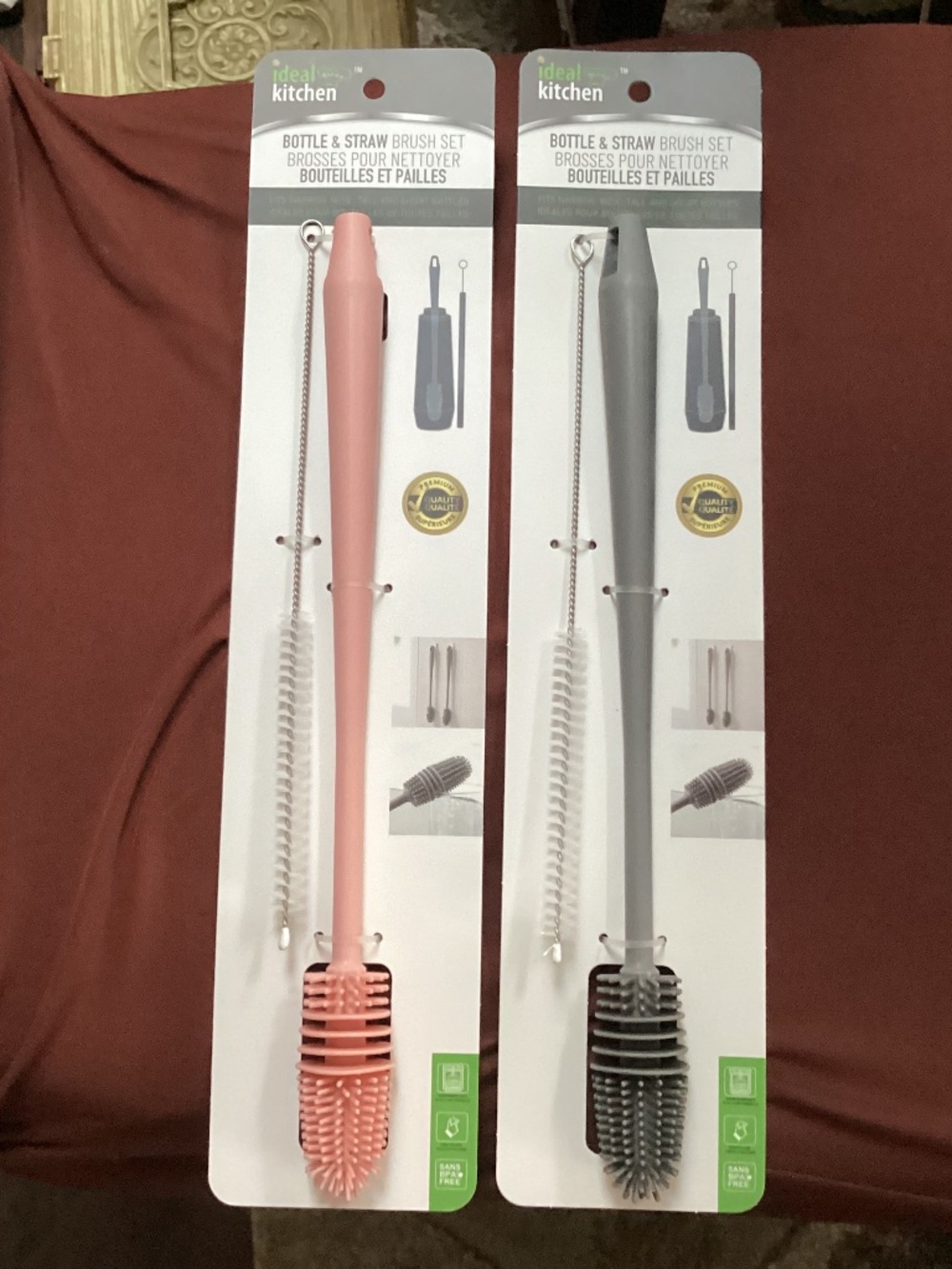 Ideal Kitchen Bottle & Straw Brush Set Bundle New